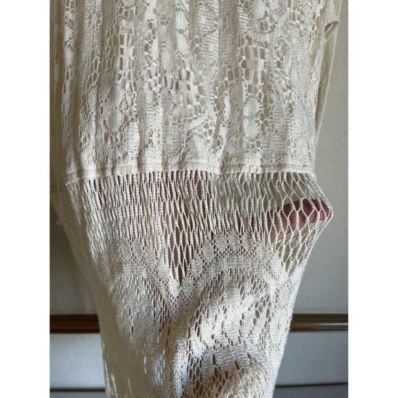 Choon California Made in USA Lace Fringe Cropped Top Size12 100% Cotton Top Fest - Picture 12 of 14